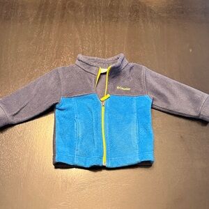 Columbia Two-Tone Blue Fleece Jacket with Yellow Zipper